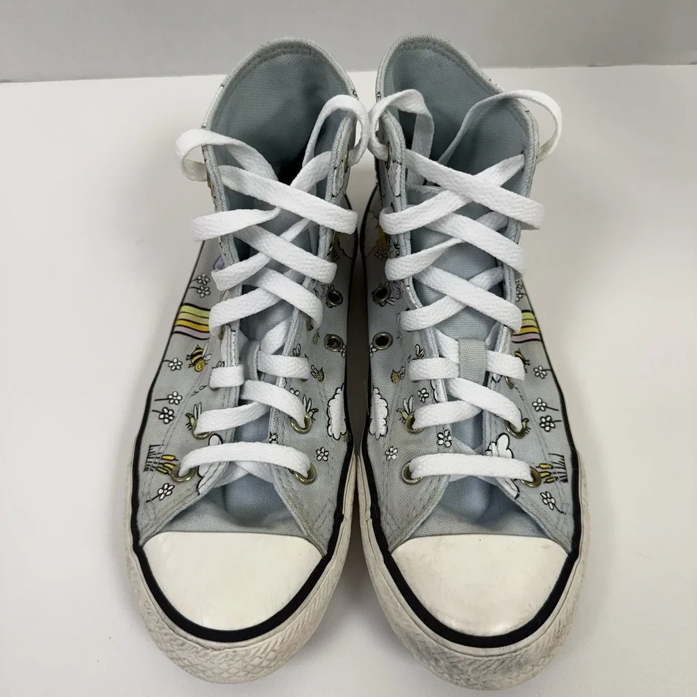 Converse All Star Chuck Taylor High-Top Sneakers Junior Sz 4 Blue Rainbow Summer